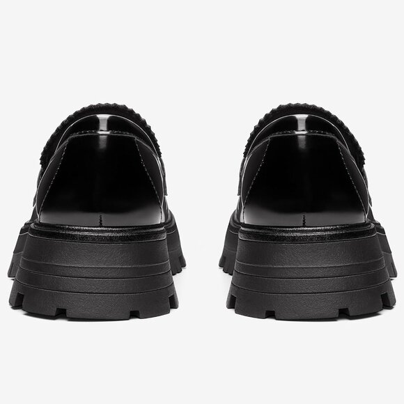 Women Chunky Loafers Faux Leather Size 10 Rubber Sole Slip-On Fashion - Picture 6 of 7